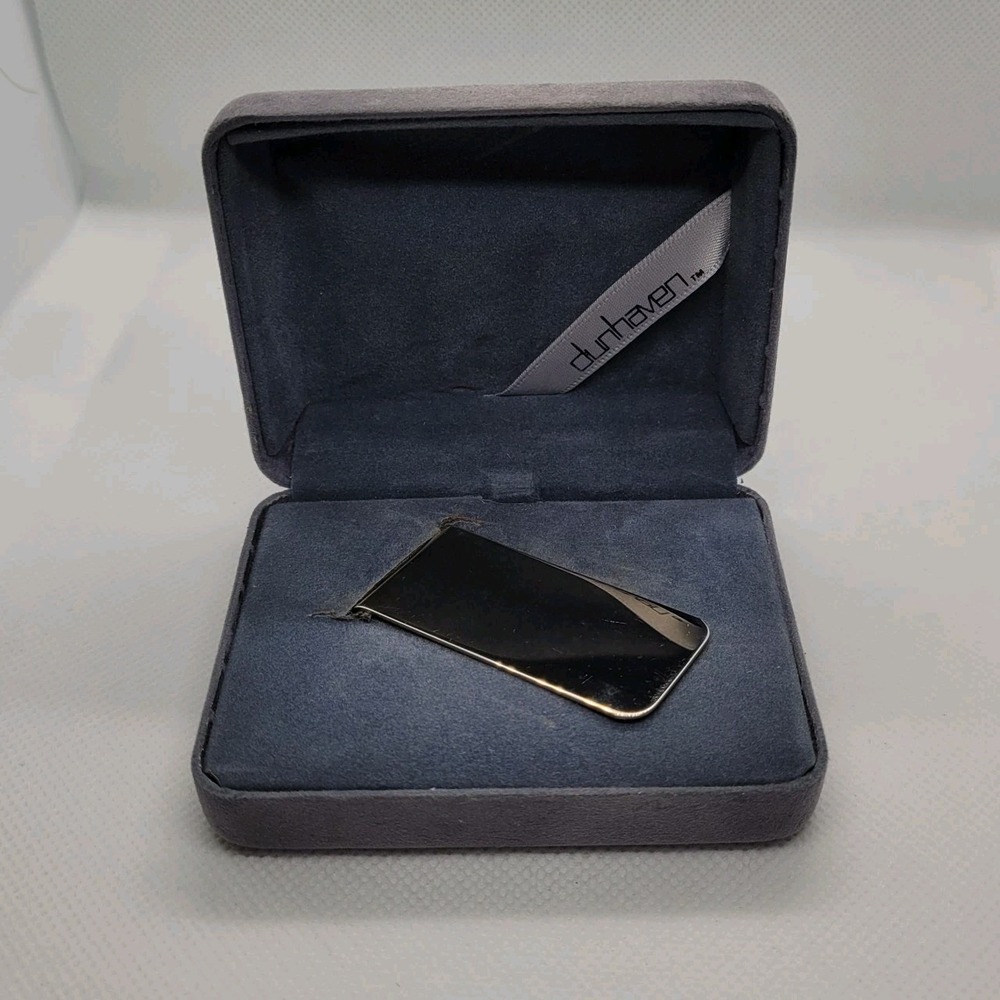 Vintage Dunhaven Money Clip Silver Tone Minimalist Men's Accessory Original Box